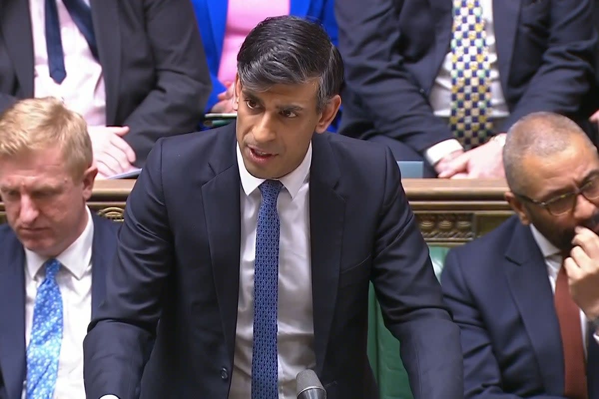 Prime Minister Rishi Sunak speaks during Prime Minister’s Questions in the House of Commons (House of Commons/UK Parliament/PA) (PA Wire)