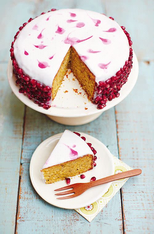 Pistachio and pomegranate cake