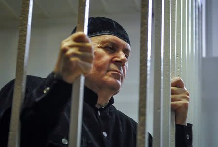 Oyub Titiev, the head of human rights group Memorial in Chechnya, attends his verdict hearing at a court in the town of Shali, in Chechnya, Russia, March 18, 2019. REUTERS/Said Tsarnayev