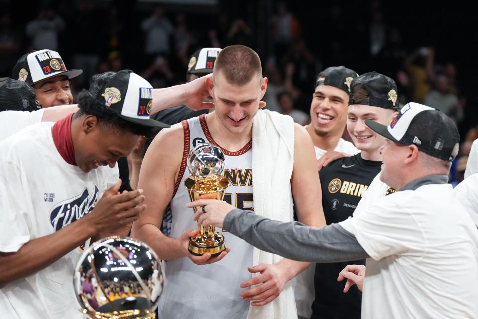 Denver Nuggets center Nikola Jokic is four wins away from leading the franchise to its first NBA title. The Western Conference Finals MVP has the most unique skill set at the position in league history.