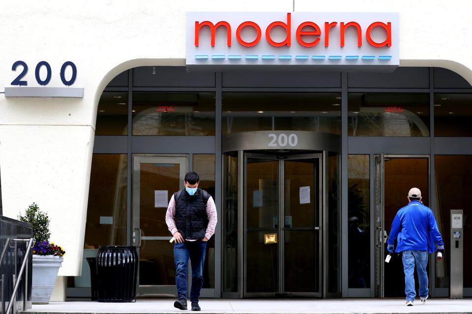 CAMBRIDGE, MASSACHUSETTS - MAY 08: A view of Moderna headquarters on May 08, 2020 in Cambridge, Massachusetts. Moderna was given FDA approval to continue to phase 2 of Coronavirus (COVID-19) vaccine trials with 600 participants.  (Photo by Maddie Meyer/Getty Images)