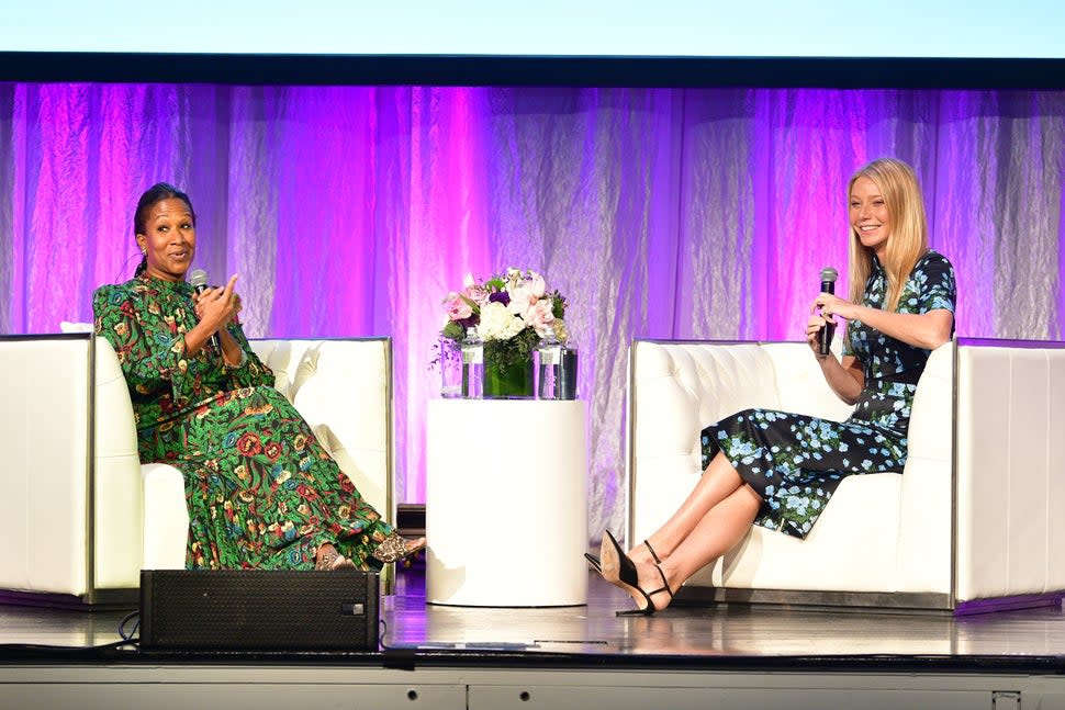 Nicole Avant and Gwyneth Paltrow attend the Visionary Women's International Women's Day Summit at Beverly Wilshire, A Four Seasons Hotel on March 06, 2024 in Beverly Hills, California.