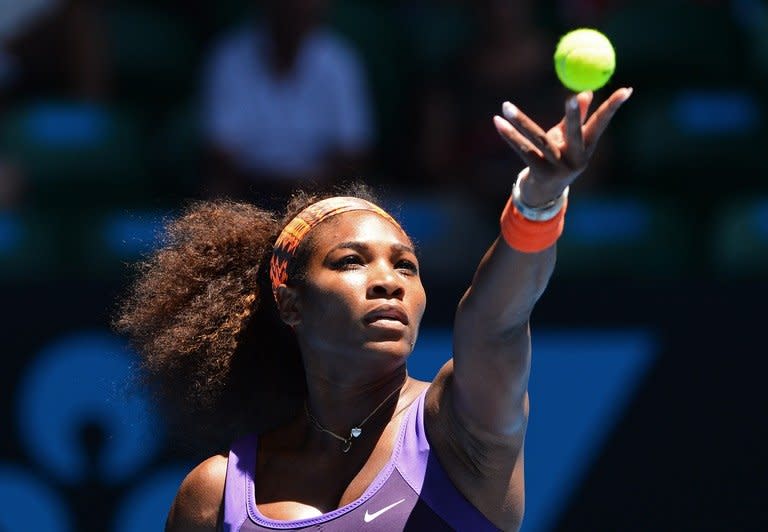 Serena Williams of the US serves against compatriot Sloane Stephens during their clash at the Australian Open on January 23, 2013. The 2013 Fed Cup World Group gets under way Saturday with the tournament missing marquee names Williams and Maria Sharapova and with a late format tweak aimed at boosting the event's appeal