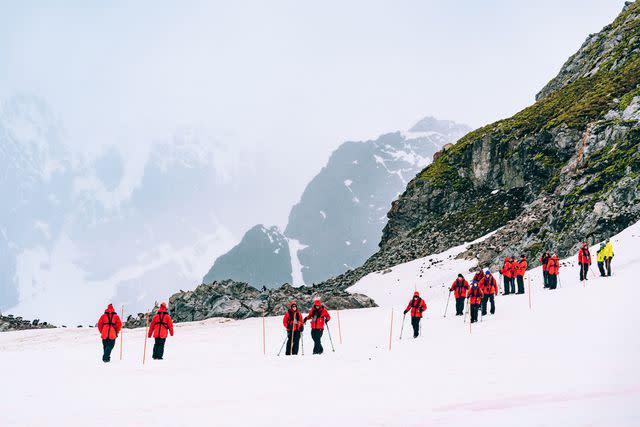 <p>Courtesy of Viking Cruises</p> Passengers on the ice.