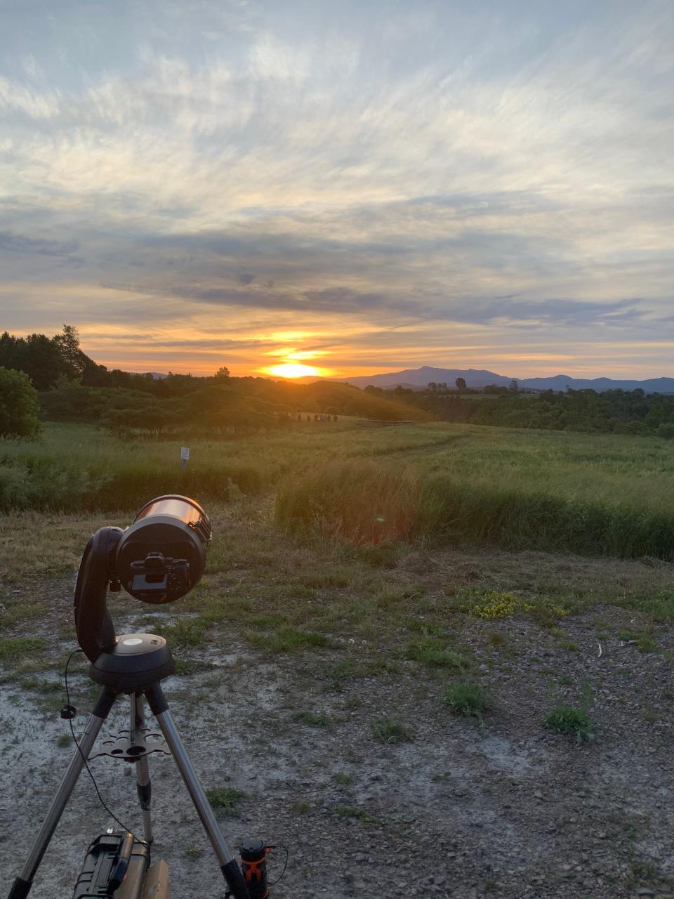 The Vermont Astronomical Society and others gathered at Wheeler Park for a sunrise celestial event. A partial solar eclipse brought out cameras and telescopes to South Burlington as dawn broke June 10, 2021.
