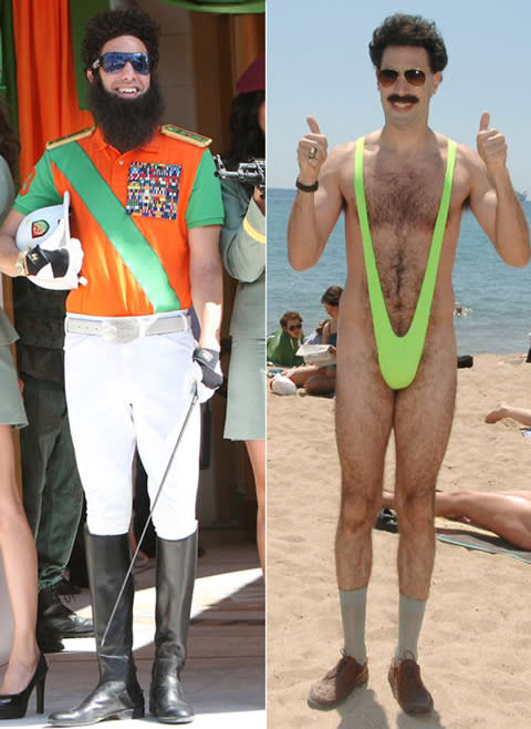 4. Sacha Baron Cohen is known for causing a stir as much as he is for committing to his colorful characters so we now know to expect the unexpected any time Cohen makes a Cannes appearance. Who can forget when he bared nearly-all in that neon green mankini to promote "Borat" and then again in 2012 when he and a very furry friend "crashed" on the red carpet as part of promotion for "The Dictator."