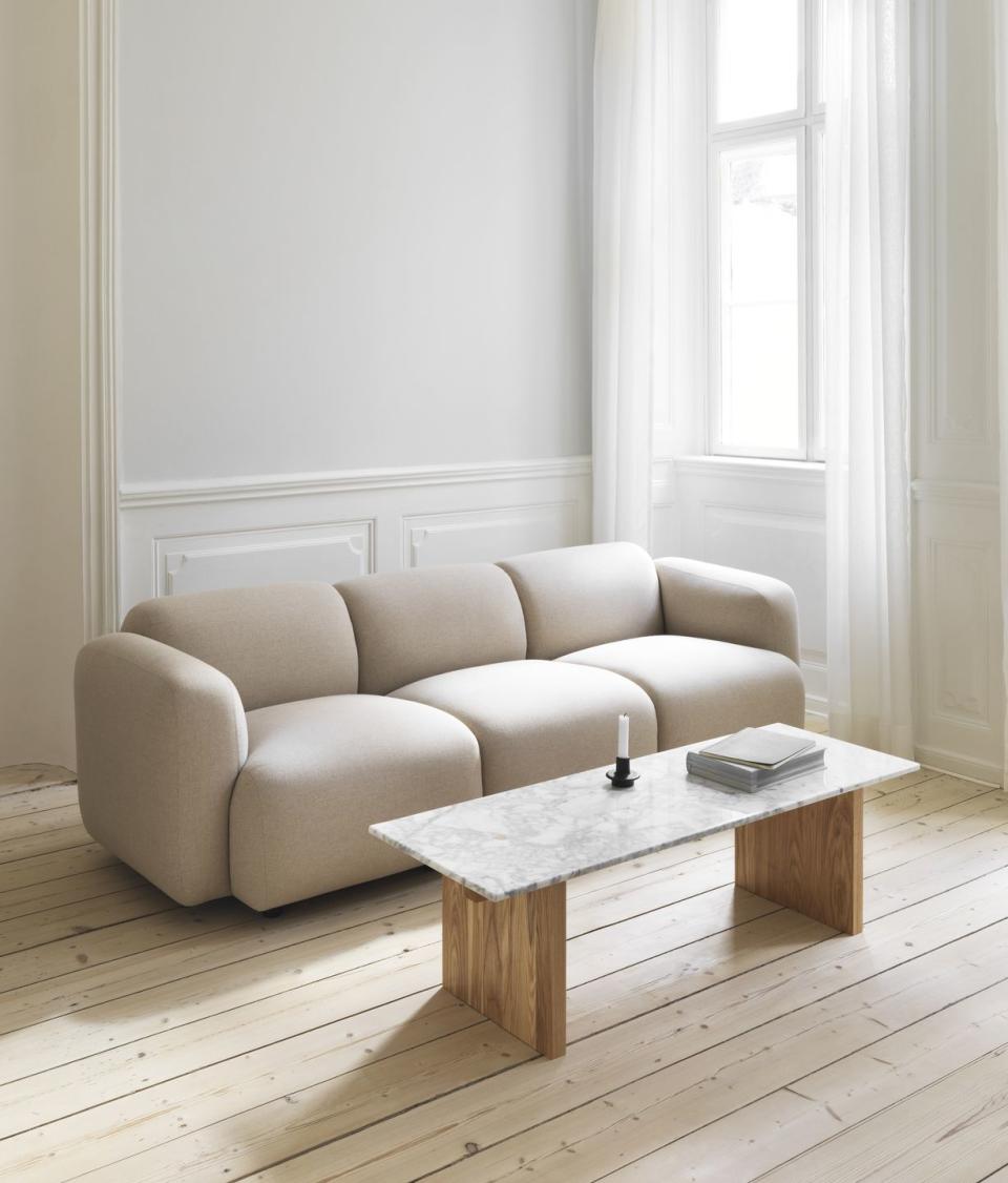 <p>Normann Copenhagen’s ‘Swell’ collection softens minimalism’s precise angles and defined lines, opting for a softer, more squishy take on the aesthetic. Plump and playful, it’s a failsafe way to set a welcoming tone in your living space. £3,745, <a href="https://www.normann-copenhagen.com/en" rel="nofollow noopener" target="_blank" data-ylk="slk:normann-copenhagen.com;elm:context_link;itc:0;sec:content-canvas" class="link ">normann-copenhagen.com</a></p>