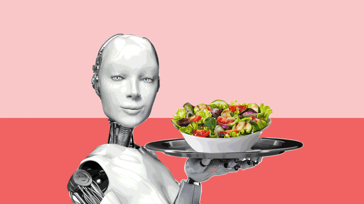 robot waiter with food