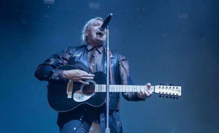 Arcade Fire performs on the first day of the Coachella Music Festival