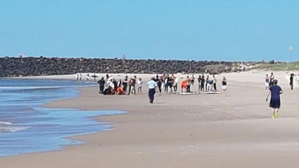 Cooper Allen was attacked by a shark on the NSW north coast on Monday morning. Photo: 7 News