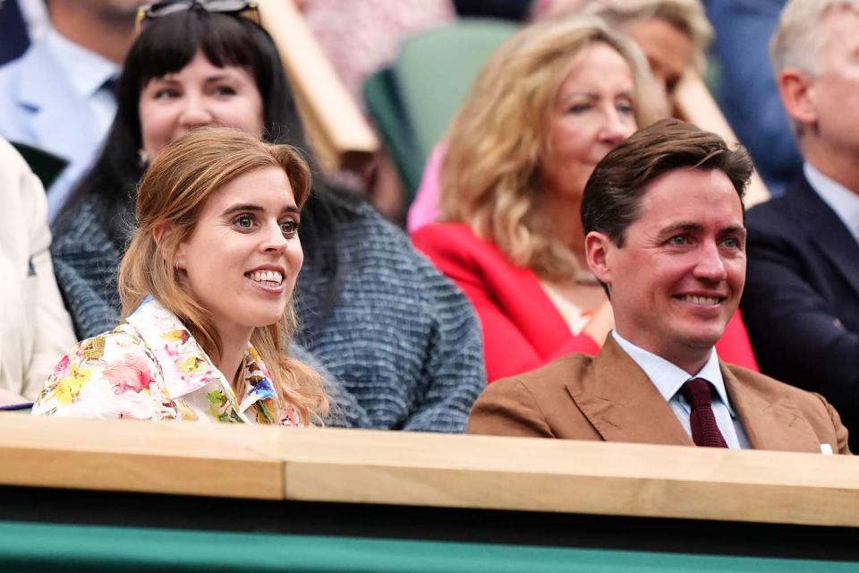 <p>Zac Goodwin/PA Images via Getty</p> Princess Beatrice and Edoardo Mapelli Mozzi attend Wimbledon on July 9, 2024