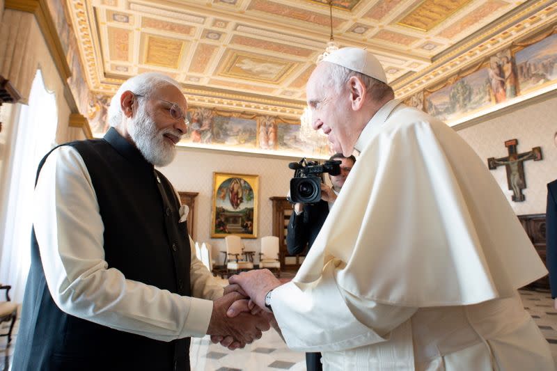 Pope Francis meets with India's Prime Minister Modi at the Vatican