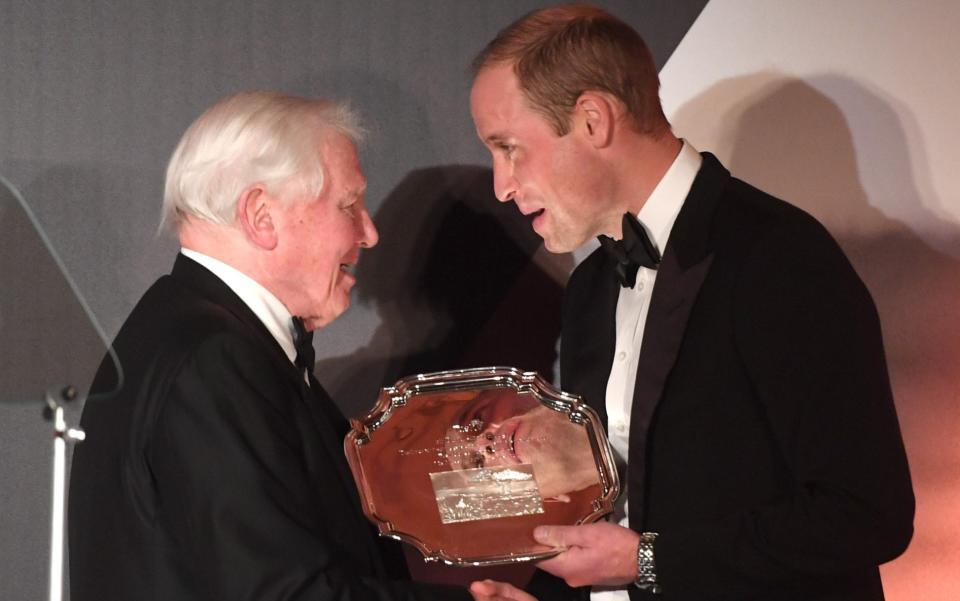 Sir David Attenborough, pictured here with Prince William in 2016, will feature in the awards ceremony - Getty