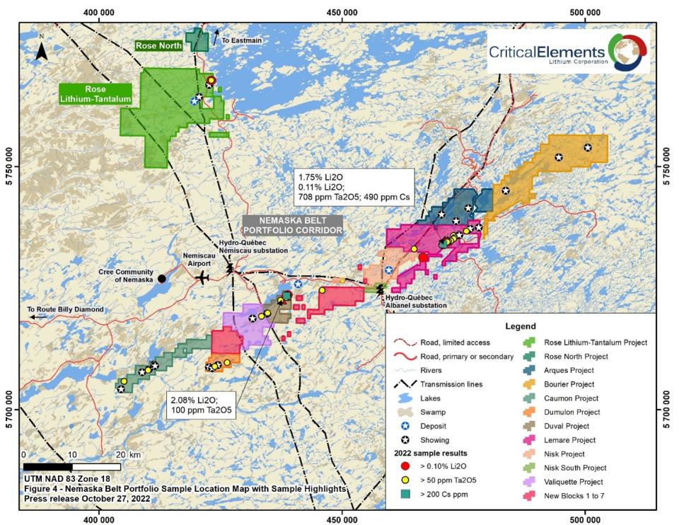 Critical Elements Lithium Corporation, Thursday, October 27, 2022, Press release picture