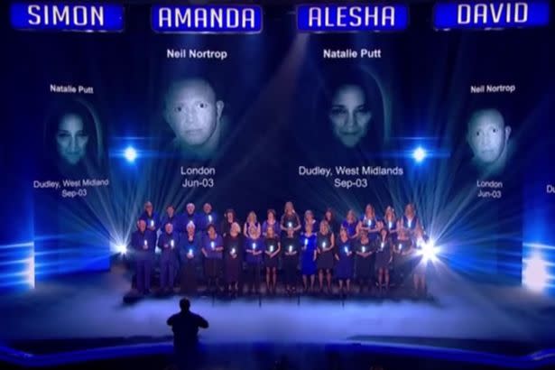 The Missing People’s Choir broadcast images of lost loved ones to millions of BGT viewers.