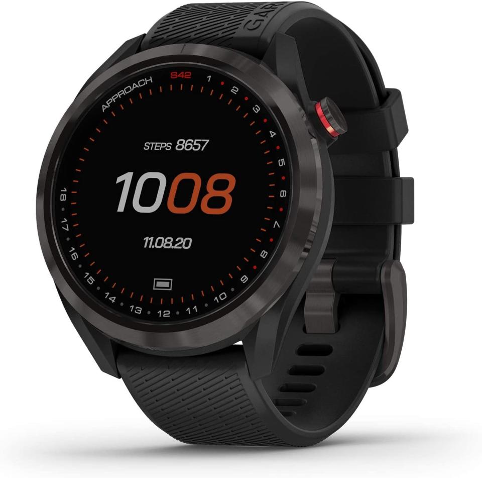 <p>The <span>Garmin Approach S42 GPS Golf Smartwatch</span> ($250, originally $300) is the best fitness tracker for avid golfers. It's a smartwatch that provides all the data they need to play their best game, including yardages from the front, back, middle of the green via GPS; score-tracking, and more. It has more than 42,000 preloaded courses from all over the world.</p>