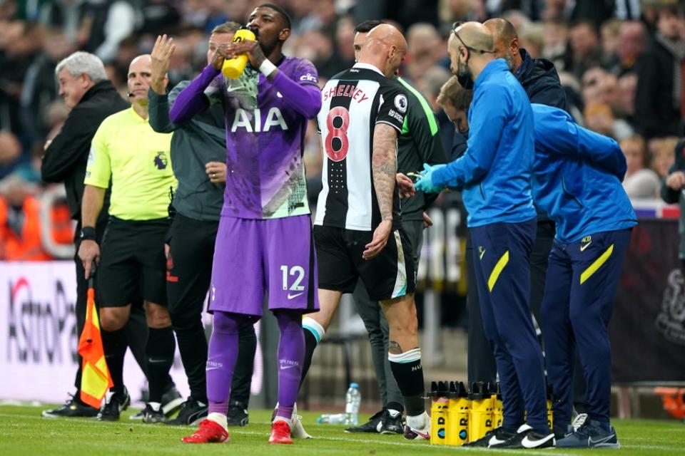 Jonjo Shelvey is dismissed for Newcastle in the closing stages (Owen Humphreys/PA) (PA Wire)