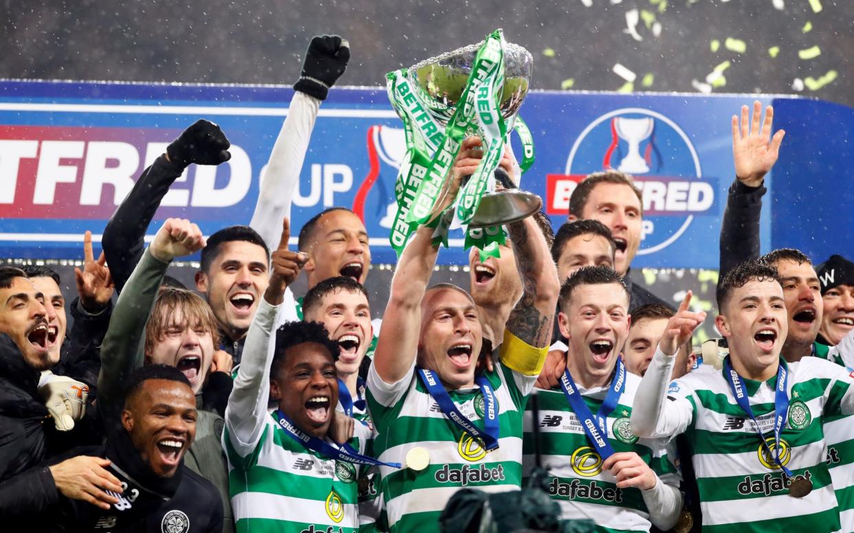 Celtic win their 10th successive domestic trophy after beating Rangers 1-0 in the Scottish League Cup final - Action Images via Reuters