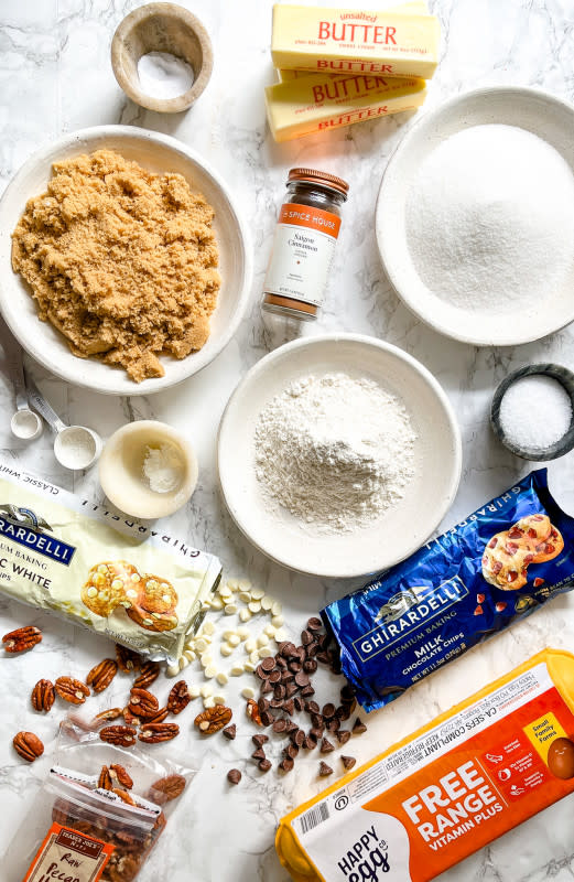 <em>Ingredients for Mama Kelce's Best Chocolate Chip Cookies</em><p>Courtesy of Jessica Wrubel</p>