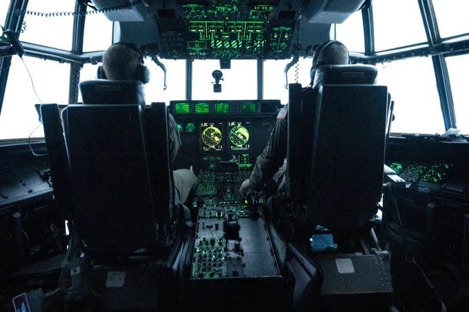View from the cockpit of the Hurricane Hunters.
