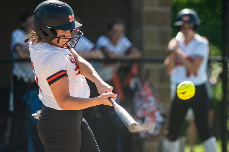 Marlboro's Ella Leduc bats during the class B regional softball game at Middletown High School in Middletown, NY on Saturday, June 4, 2022. Marlboro defeated Babylon 10-1. KELLY MARSH/FOR THE TIMES HERALD-RECORD