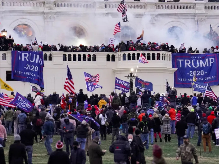 In this Jan. 6, 2021 file photo rioters supporting President Donald Trump storm the Capitol in Washington.