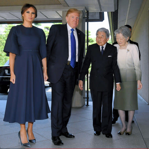 Wearing Dior to meet Emperor Akihito and Emperor Michiko - Credit: Getty