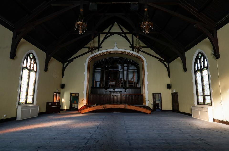 The former Highland United Methodist Church is slated to become a boutique hotel with self check-in. The space that used to house the congregation on Sundays would be converted to a space available for special events. The original stained glass windows will remain. Jan. 12, 2024