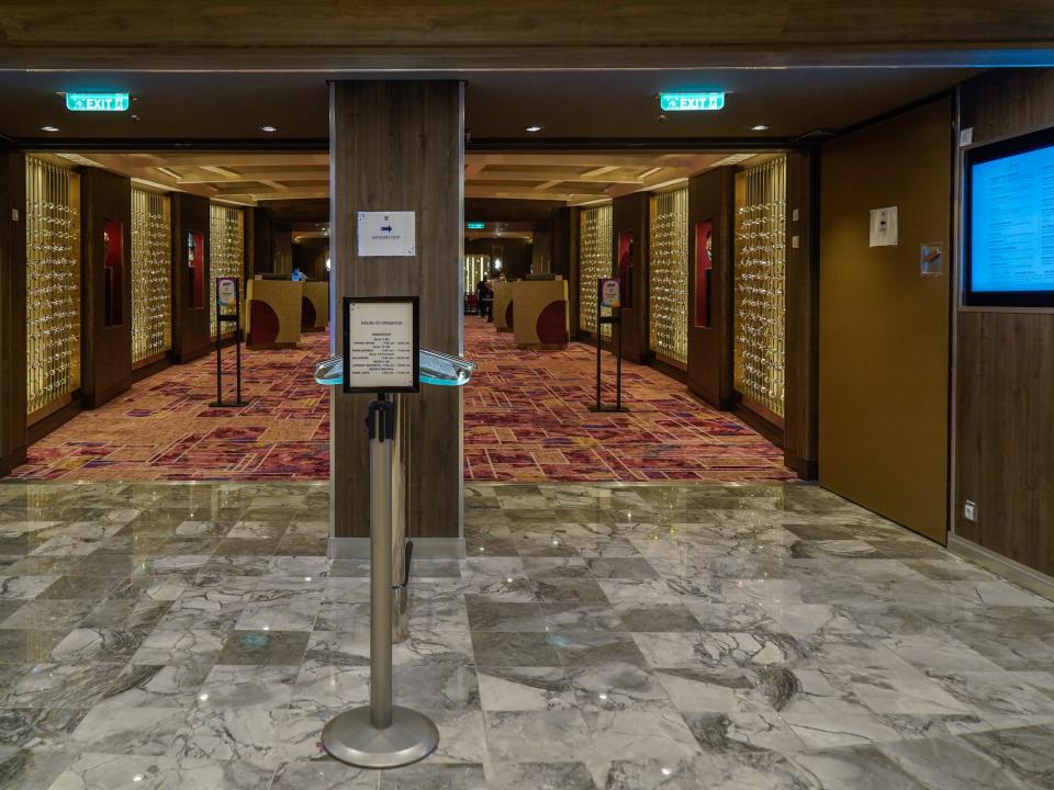 Entrance to the main dining room on deck 3 of the world's largest cruise ship