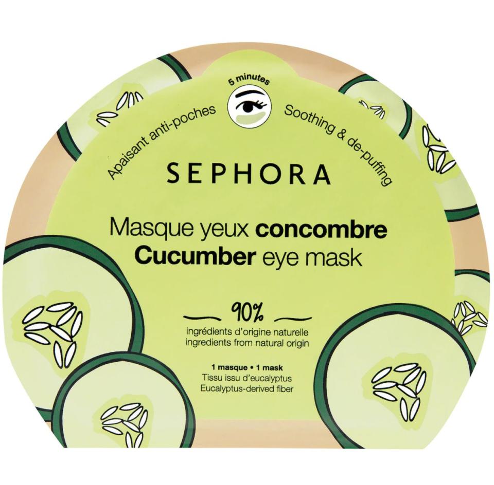 Look like you got eight hours of sleep with these soothing eye masks that'll help depuff your eyes and diminish dark circles. <br /><br /><strong>Promising review:</strong> "I love the cucumber scent it has to it and <strong>my under eyes are SO depuffed after using one</strong>. Sephora has the best eye masks and I would not use any other ones." &mdash; <a href="https://go.skimresources.com?id=38395X987171&amp;xs=1&amp;url=https%3A%2F%2Fwww.sephora.com%2Fproduct%2Fsephora-collection-clean-eye-mask-P460856&amp;xcust=HPBasicBeauty607dad6fe4b0bc5a3a5a7609" target="_blank" rel="nofollow noopener noreferrer" data-skimlinks-tracking="5909265" data-vars-affiliate="Rakuten" data-vars-campaign="BasicBeautyProductsAman03-28-31-5909265" data-vars-href="https://click.linksynergy.com/deeplink?id=yPKHhJU2qBg&amp;mid=2417&amp;murl=https%3A%2F%2Fwww.sephora.com%2Fproduct%2Fsephora-collection-clean-eye-mask-P460856&amp;u1=BasicBeautyProductsAman03-28-31-5909265" data-vars-keywords="skincare" data-vars-link-id="16567564" data-vars-price="" data-vars-product-id="21055261" data-vars-product-img="https://www.sephora.com/productimages/sku/s2283034+sw-62.jpg" data-vars-product-title="Clean Eye Mask" data-vars-redirecturl="https://www.sephora.com/product/sephora-collection-clean-eye-mask-P460856" data-vars-retailers="Sephora,sephora" data-ml-dynamic="true" data-ml-dynamic-type="sl" data-orig-url="https://click.linksynergy.com/deeplink?id=yPKHhJU2qBg&amp;mid=2417&amp;murl=https%3A%2F%2Fwww.sephora.com%2Fproduct%2Fsephora-collection-clean-eye-mask-P460856&amp;u1=BasicBeautyProductsAman03-28-31-5909265" data-ml-id="26">Pablothedog</a><br /><br /><strong>Get it from Sephora for <a href="https://go.skimresources.com?id=38395X987171&amp;xs=1&amp;url=https%3A%2F%2Fwww.sephora.com%2Fproduct%2Fsephora-collection-clean-eye-mask-P460856&amp;xcust=HPBasicBeauty607dad6fe4b0bc5a3a5a7609" target="_blank" rel="nofollow noopener noreferrer" data-skimlinks-tracking="5909265" data-vars-affiliate="Rakuten" data-vars-campaign="BasicBeautyProductsAman03-28-31-5909265" data-vars-href="https://click.linksynergy.com/deeplink?id=yPKHhJU2qBg&amp;mid=2417&amp;murl=https%3A%2F%2Fwww.sephora.com%2Fproduct%2Fsephora-collection-clean-eye-mask-P460856&amp;u1=BasicBeautyProductsAman03-28-31-5909265" data-vars-keywords="skincare" data-vars-link-id="16567564" data-vars-price="" data-vars-product-id="21055261" data-vars-product-img="https://www.sephora.com/productimages/sku/s2283034+sw-62.jpg" data-vars-product-title="Clean Eye Mask" data-vars-redirecturl="https://www.sephora.com/product/sephora-collection-clean-eye-mask-P460856" data-vars-retailers="Sephora,sephora" data-ml-dynamic="true" data-ml-dynamic-type="sl" data-orig-url="https://click.linksynergy.com/deeplink?id=yPKHhJU2qBg&amp;mid=2417&amp;murl=https%3A%2F%2Fwww.sephora.com%2Fproduct%2Fsephora-collection-clean-eye-mask-P460856&amp;u1=BasicBeautyProductsAman03-28-31-5909265" data-ml-id="27">$3.50</a> (available in four styles).</strong>