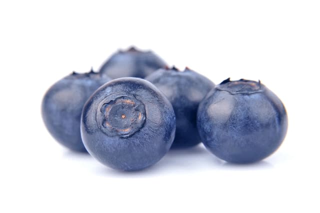 blueberries closeup on white...