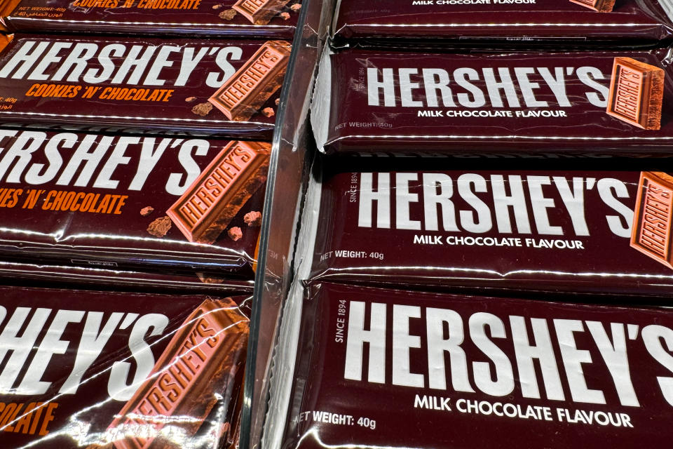 Hershey's chocolate packaging are seen in a shop in United Arab Emirates on November 24, 2023. (Photo by Jakub Porzycki/NurPhoto via Getty Images)