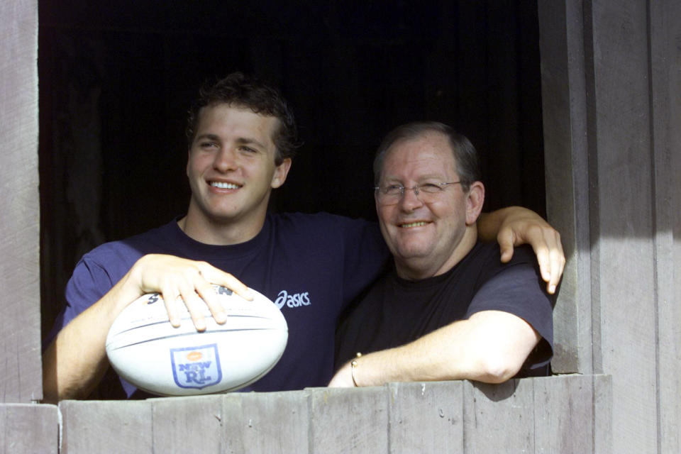 Jack Newton, pictured here with son Clint in 2001.