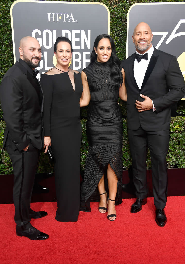 Simone Garcia Johnson, 2018 Golden Globe Ambassador, 2018 Golden Globes, with her father Dwayne Johnson, Jan. 7, Los Angeles 