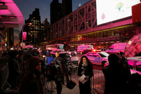 Members of the media gather by the New York Port Authority bus terminal following an attempted detonation during the morning rush hour in New York City, New York, U.S., December 11, 2017. REUTERS/Andrew Kelly
