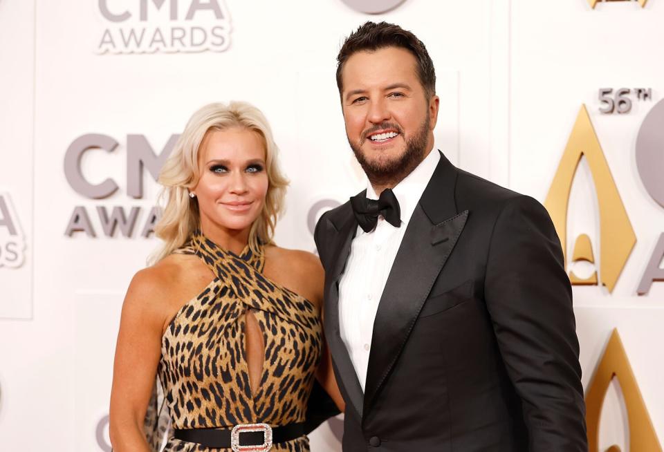 Caroline Boyer and Luke Bryan attend The 56th Annual CMA Awards