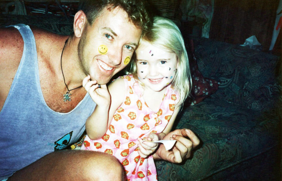 Troy Cordingley smiling with murdered daughter Toya as a little girl.