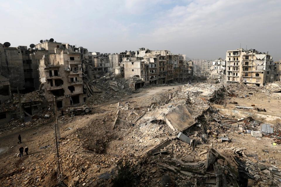 The destruction of Aleppo, which Kharkiv’s mayor compared to the onslaught of Russian attacks against Kharkiv (AP)