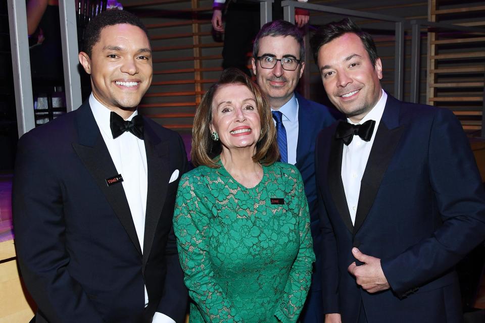 Trevor Noah, Nancy Pelosi, John Oliver, and Jimmy Fallon