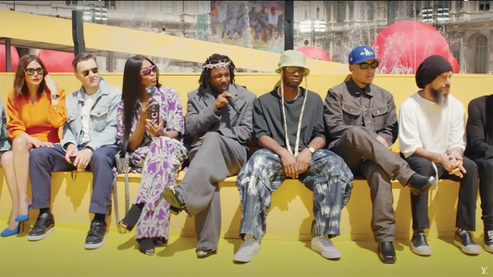 Kendrick Lamar performing at Louis Vuitton’s menswear show at the Louvre