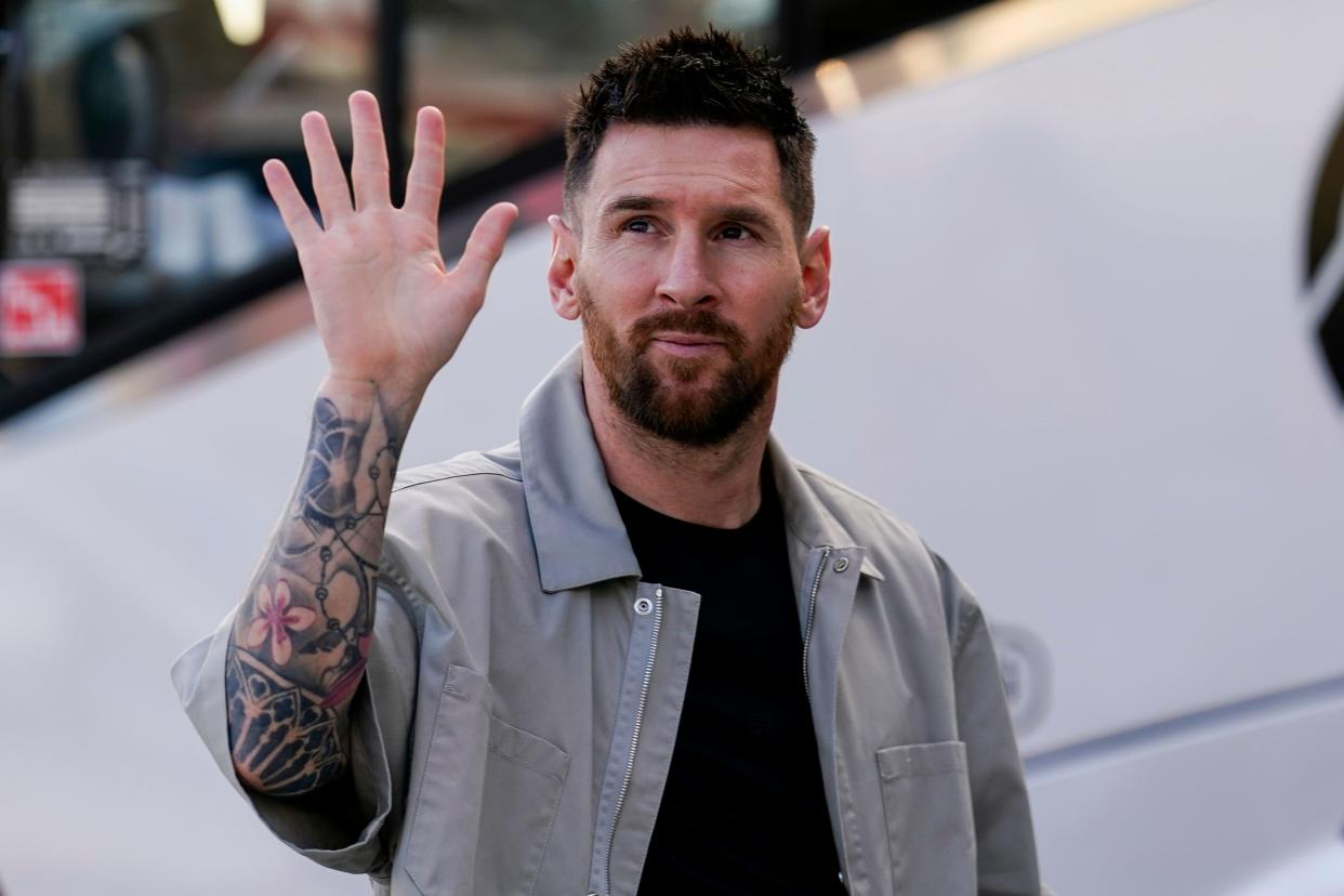 Lionel Messi #10 of Inter Miami arrives prior to a game against the New York City at DRV PNK Stadium on March 30, 2024 in Fort Lauderdale, Florida.