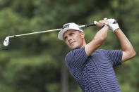 Eric Cole of the United States hits his tee shot shot on the fifth hole in the final round of the PGA Tour Zozo Championship at the Narashino Country Club in Inzai on the outskirts of Tokyo, Sunday, Oct. 22, 2023. (AP Photo/Tomohiro Ohsumi)