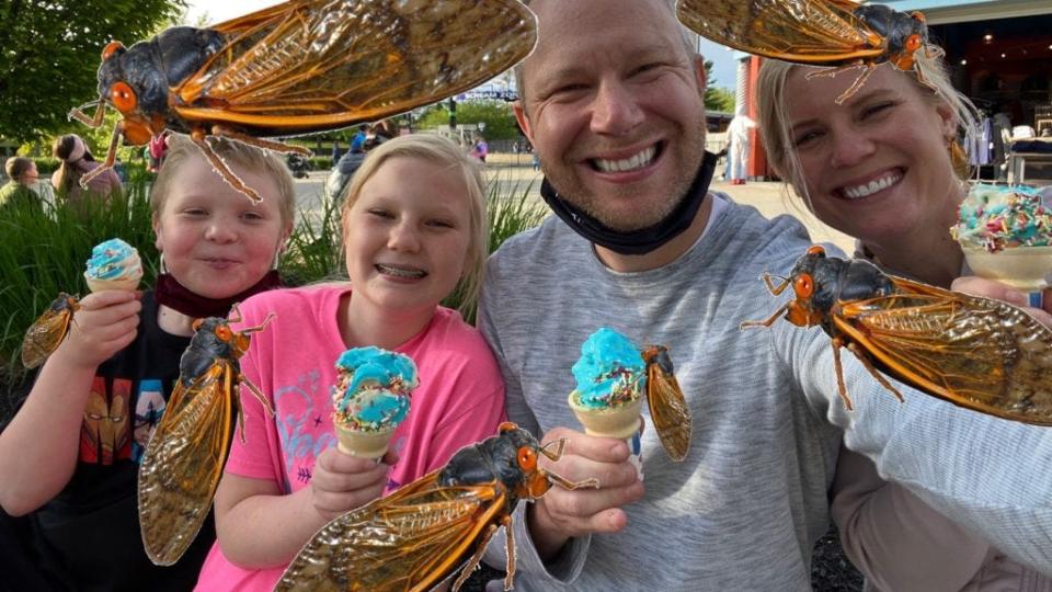 Joel Willis and his family during a break from gaming.