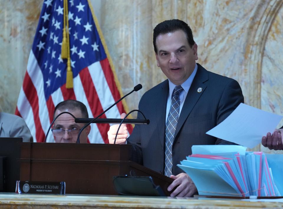 Trenton, NJ - June 20,2023 --  Senate President Nicholas Scutari during the afternoon senate session. The New Jersey Senate Budget and Judiciary Committees convened today at the statehouse in Trenton before the full senate convened to vote on bills as the state’s budget deadline approaches. 