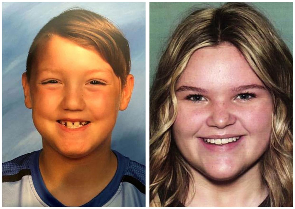 In this undated file photos released by the National Center for Missing & Exploited Children show missing children Joshua Vallow, left, and Tylee Ryan.