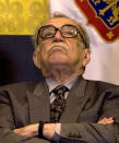 FILE - In this Nov. 24, 2007 file photo, Colombian writer Gabriel Garcia Marquez listens at the opening of the International Book Fair in Guadalajara, Mexico. Marquez died Thursday April 17, 2014 at his home in Mexico City. (AP Photo/Guillermo Arias, File)