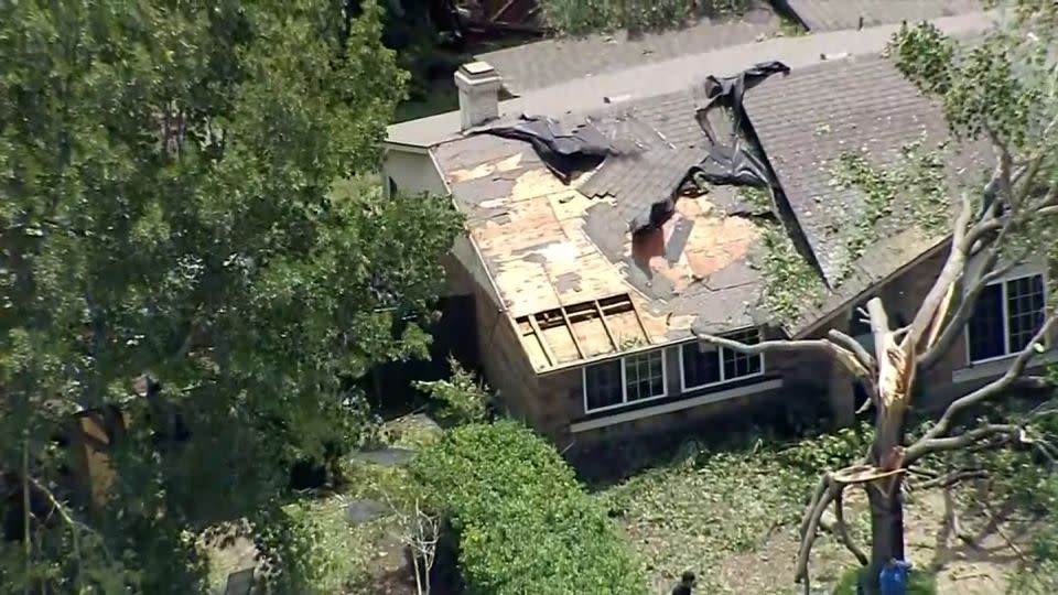 Storm damage is seen in the Dallas-Fort Worth, Texas, area on May 28, 2024. - KTVT