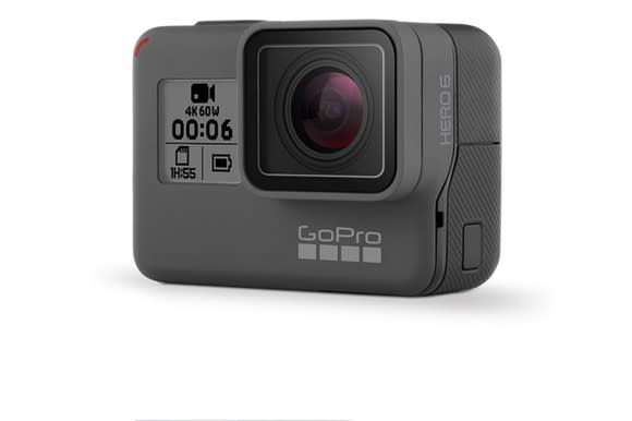 Hero6 Black camera against a white background.