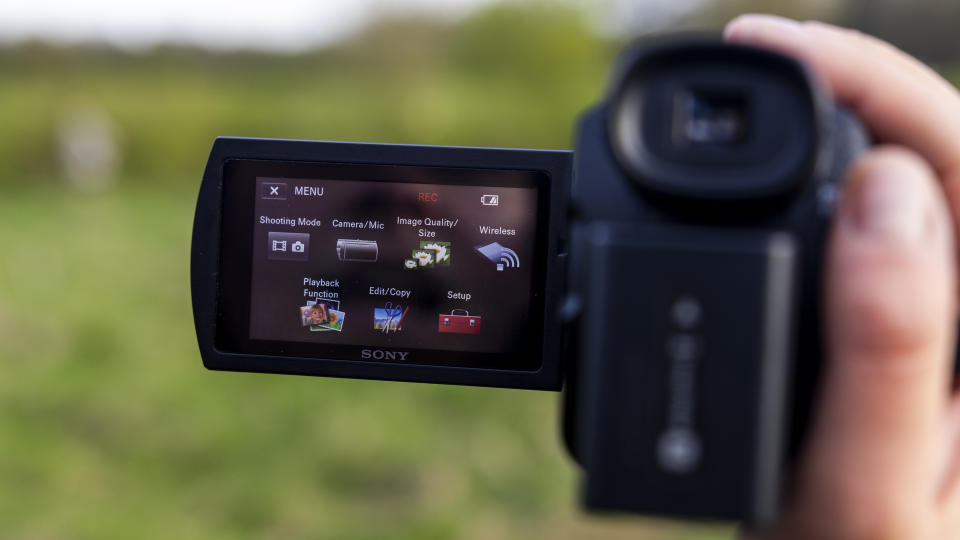 The menu screen on the Sony FDR-AX53 camcorder