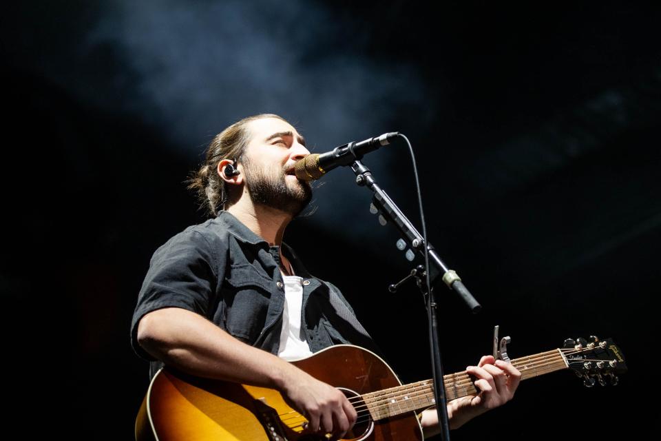 Noah Kahan performs on the Home Plate stage in March during the second day of the Extra Innings Festival in Tempe, Arizona.